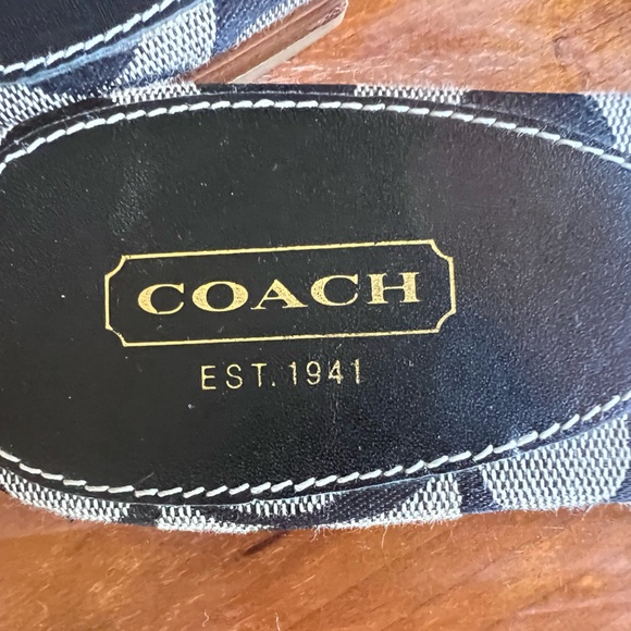 Coach Signature Logo Sandals Slides Black Grey Size 9 - Picture 3 of 8